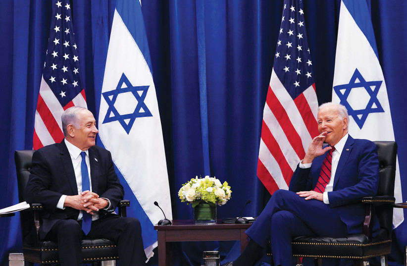  US PRESIDENT Joe Biden meets with Prime Minister Benjamin Netanyahu on the sidelines of the UN General Assembly in New York last month (credit: KEVIN LAMARQUE/REUTERS)