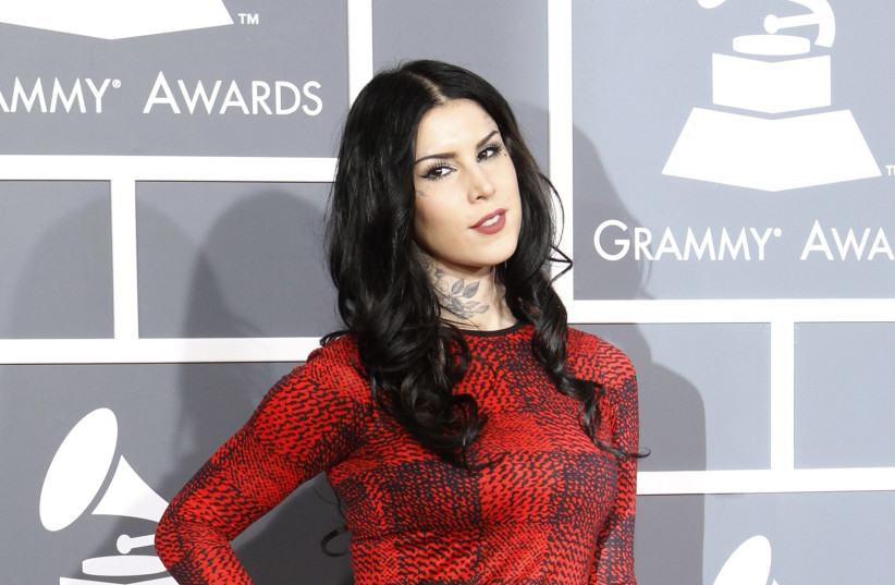 Tattoo artist Kat Von D arrives at the 55th annual Grammy Awards in Los Angeles, California February 10, 2013. (credit: MARIO ANZUONI/REUTERS)