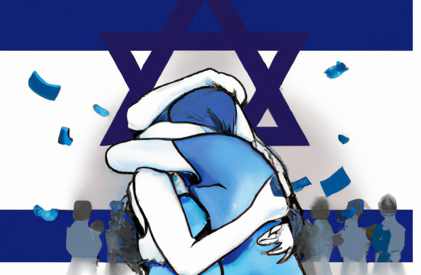  Israelis in unity, amidst terror attacks (credit: DALL-E, AI)