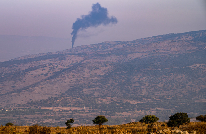  Smoke rises on the border between Israel and Lebanon, northern Israel, October 8, 2023. (credit: AYAL MARGOLIN/FLASH90)