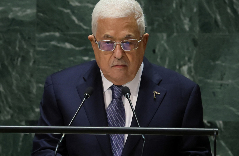 Mahmoud Abbas addresses the 78th Session of the U.N. General Assembly in New York City, U.S., September 21, 2023. (credit: REUTERS/BRENDAN MCDERMID)