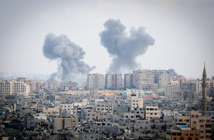  Smoke rises after an Israeli airstrikes in the Gaza Strip, on October 10, 2023. (credit: ATIA MOHAMMED/FLASH90)