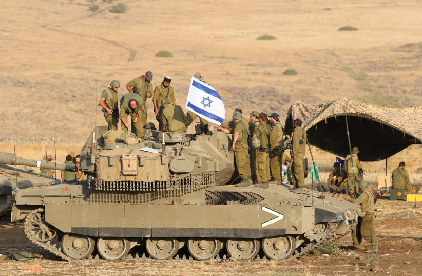  Israeli soldiers near the Israeli border with Lebanon, northern Israel, October 10, 2023 (credit: David Cohen/Flash90)