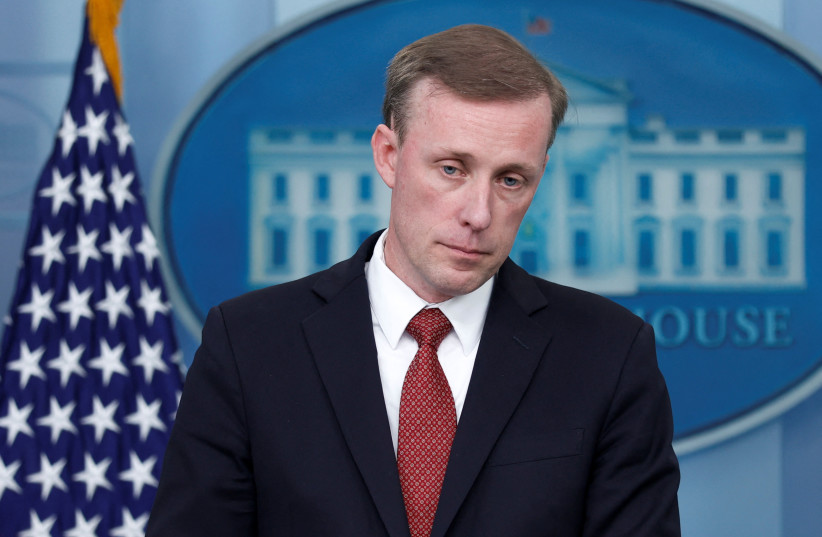  White House National Security Advisor Jake Sullivan takes questions during the daily press briefing at the White House in Washington, U.S. October 10, 2023. (credit: REUTERS/JONATHAN ERNST)