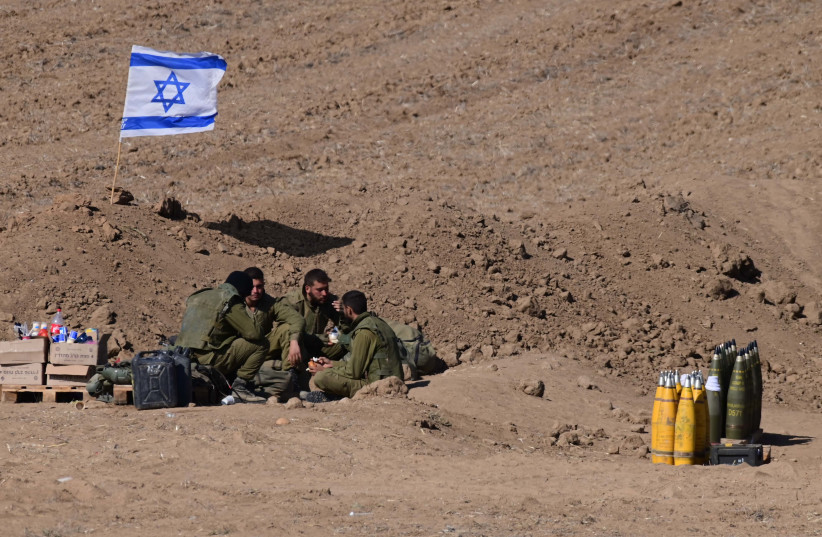  IDF Artillery Corps seen at a staging area near the southern Israeli border with Gaza, October 15, 2023.  (credit: TOMER NEUBERG/FLASH90)