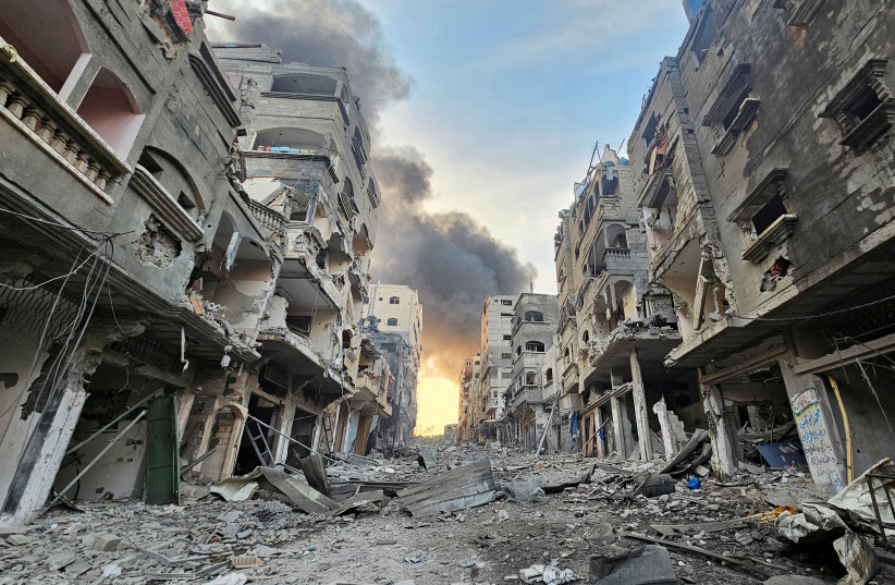 A view shows houses and buildings destroyed in Israeli strikes, in Jabalia in the northern Gaza Strip, October 11, 2023