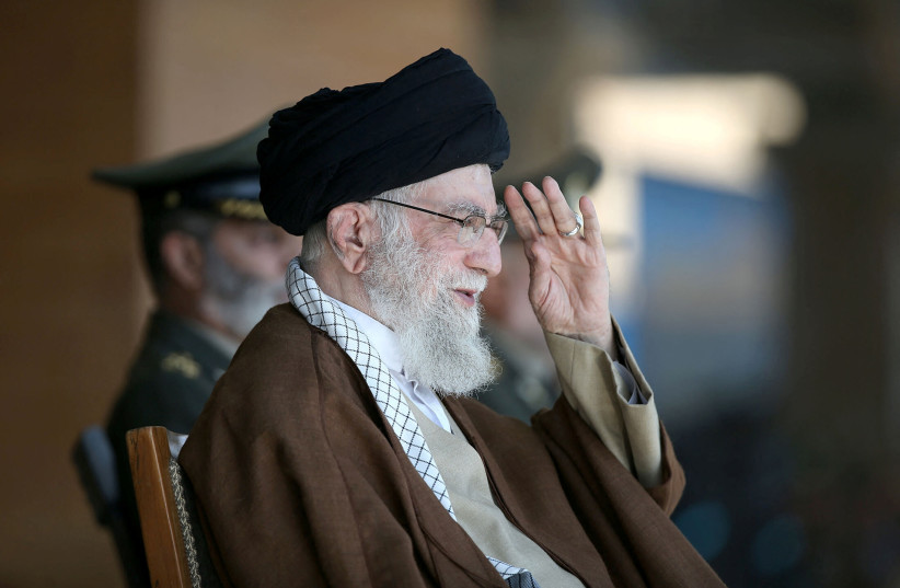  Iran's Supreme Leader Ayatollah Ali Khamenei attends a graduation ceremony for armed forces officers at the Imam Ali academy in Tehran, Iran October 10, 2023 (credit: Office of the Iranian Supreme Leader/WANA via REUTERS)