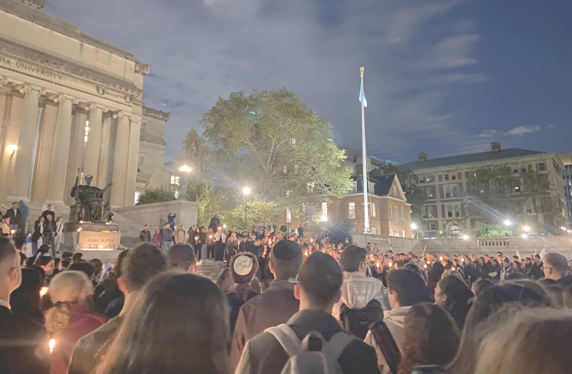  A vigil service is held at Columbia University in memory of the Israelis killed by Hamas. (credit: Mynda Barenholtz)