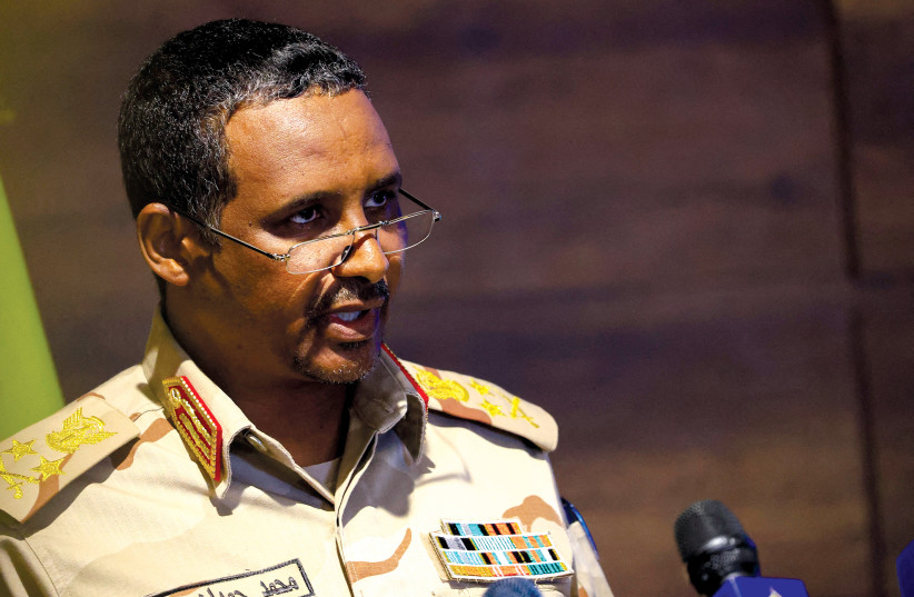  The deputy head of Sudan’s sovereign council General Mohamed Hamdan Dagalo speaks during a press conference at Rapid Support Forces headquartered in Khartoum on February 19, 2023.  (credit: MOHAMED NURELDIN ABDALLAH/REUTERS)
