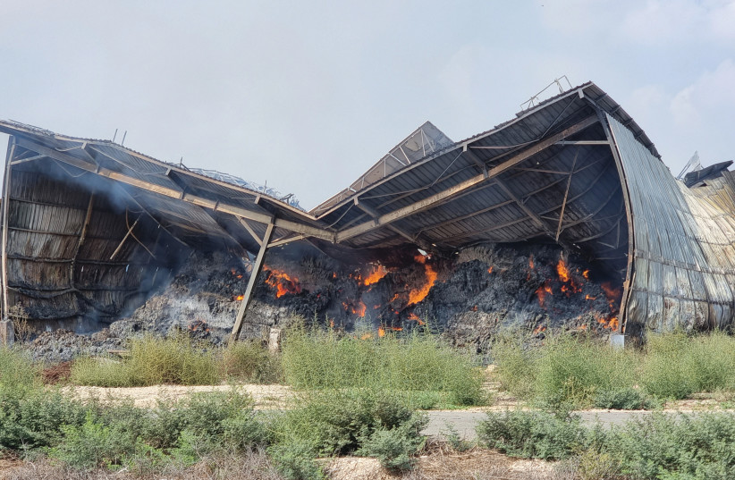  Destruction at Kibbutz Alumim near the Gaza border. (credit: STEVE MARCUS)