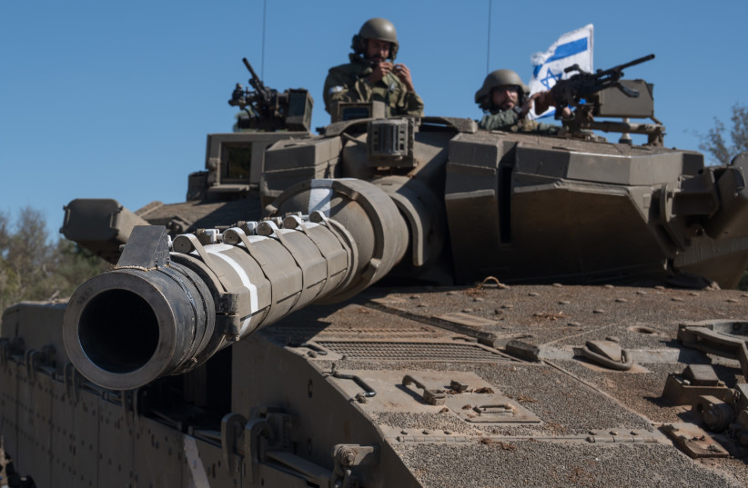  Israeli soldiers at a staging area near the Israeli border with Lebanon, northern Israel, October 21, 2023.  (credit: AYAL MARGOLIN/FLASH90)