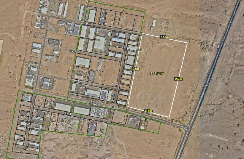  Site of the tent city being constructed north of Eilat to house evacuees from other parts of the country, October 22, 2023. (credit: EILAT MUNICIPALITY)