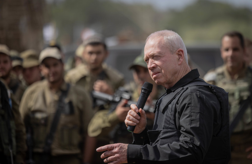  Defense Minister Yoav Gallant, on October 19, 2023. (credit: Chaim Goldberg/Flash90)