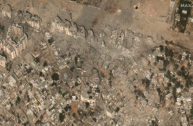  Satellite view shows damaged areas in the Palestinian city of Beit Hanoun, due to the ongoing conflict between Israel and Hamas, northern Gaza Strip, October 21, 2023 (credit: MAXAR TECHNOLOGIES/HANDOUT VIA REUTERS)