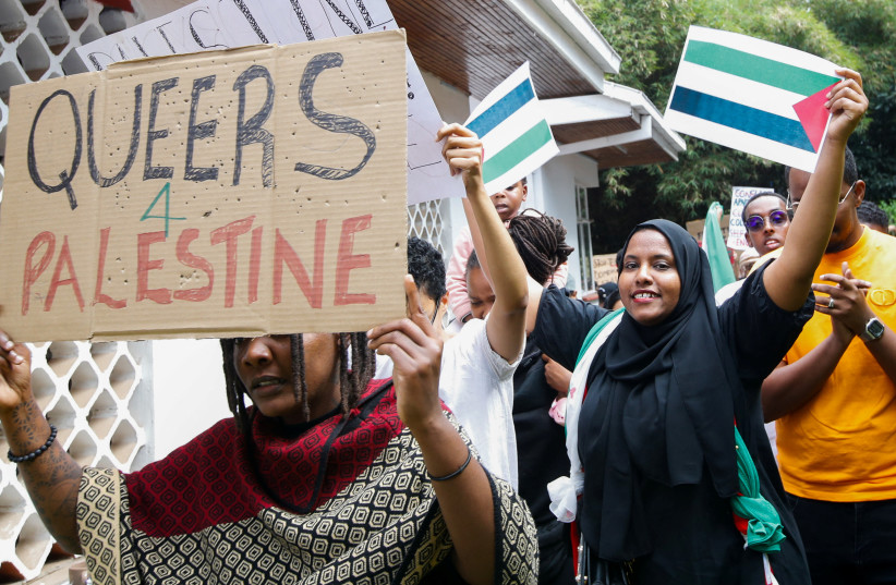  Kenyans attend a protest in support of Palestinians in Gaza, as the conflict between Israel and Hamas continues, in Nairobi, Kenya October 22, 2023.  (credit: MONICAH MWANGI/REUTERS)