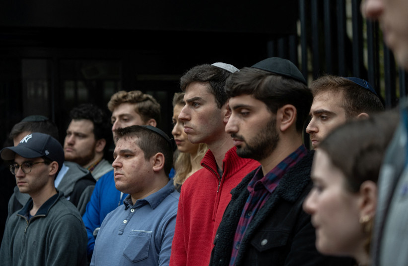  Columbia University students attend a press conference calling for the University's administration to support students facing antisemitism, in New York, U.S., October 30, 2023. (credit: REUTERS/JEENAH MOON)