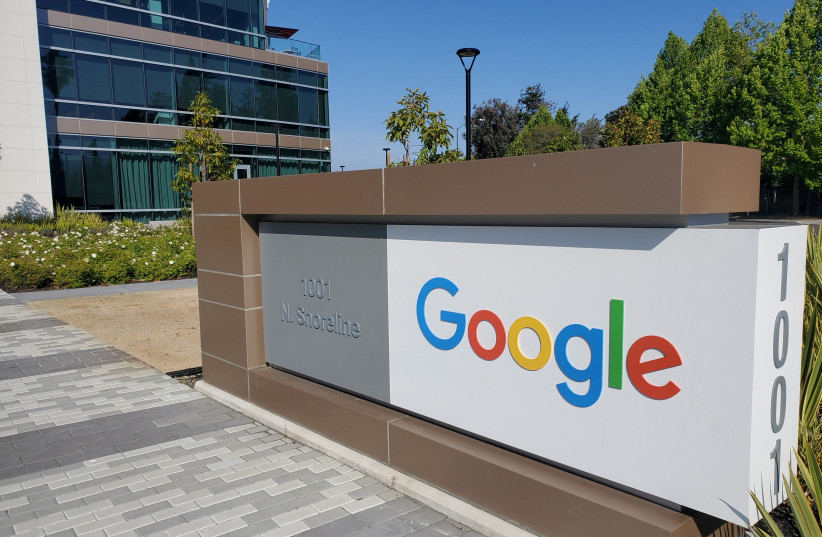 A sign is pictured outside a Google office near the company's headquarters in Mountain View, California, U.S., May 8, 2019. Photo taken May 8, 2019. (credit: REUTERS/PARESH DAVE)