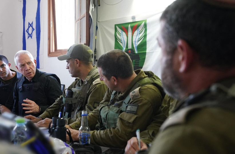   Defense Minister Yoav Gallant visited the IDF troops of the 36th Brigade on the Gaza border, November 01, 2023 (credit: Ariel Hermoni/IMoD)