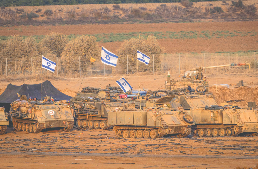  ARMORED IDF VEHICLES are seen during their ground operations at a location inside Gaza, in an image released on Wednesday by the IDF. (credit: REUTERS)