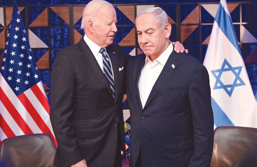 US President Joe Biden, Prime Minister Benjamin Netanyahu during the war (credit: HAIM ZACH/GPO)