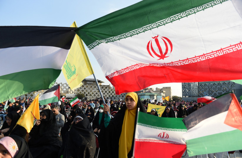  People attend a gathering in support of Palestinians, amid the ongoing conflict between Israel and the Palestinian Islamist group Hamas, in Tehran, Iran, November 3, 2023 (credit: WANA (WEST ASIA NEWS AGENCY) VIA REUTERS)