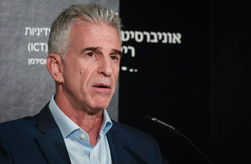  Mossad Director David Barnea speaks during a Conference of the Institute for National Security Studies (INSS), in Tel Aviv, on September 10, 2023. (credit: AVSHALOM SASSONI/FLASH90)