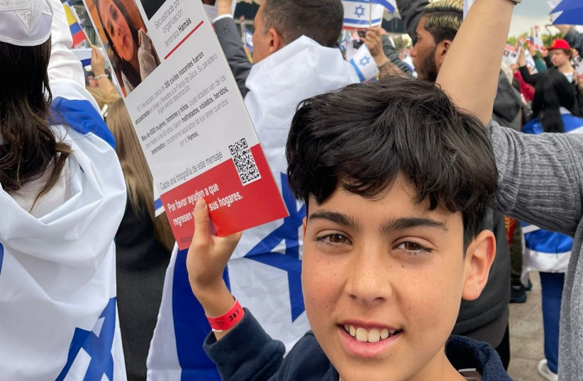 Rally for Israeli hostages in Colombia.