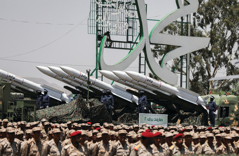  A VIEW of missiles during a military parade held by the Houthis on September 21 to mark the anniversary of their takeover in Sanaa, Yemen.  (credit: KHALED ABDULLAH/REUTERS)