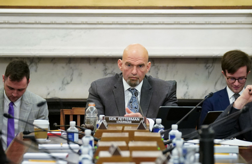  US Senator John Fetterman (D-PA), chair of the Senate Agriculture, Nutrition, and Forestry Subcommittee on Food and Nutrition, chairs a hearing to examine SNAP and other nutrition assistance in the Farm Bill on Capitol Hill in Washington, US, April 19, 2023. (credit: REUTERS/SARAH SILBIGER)