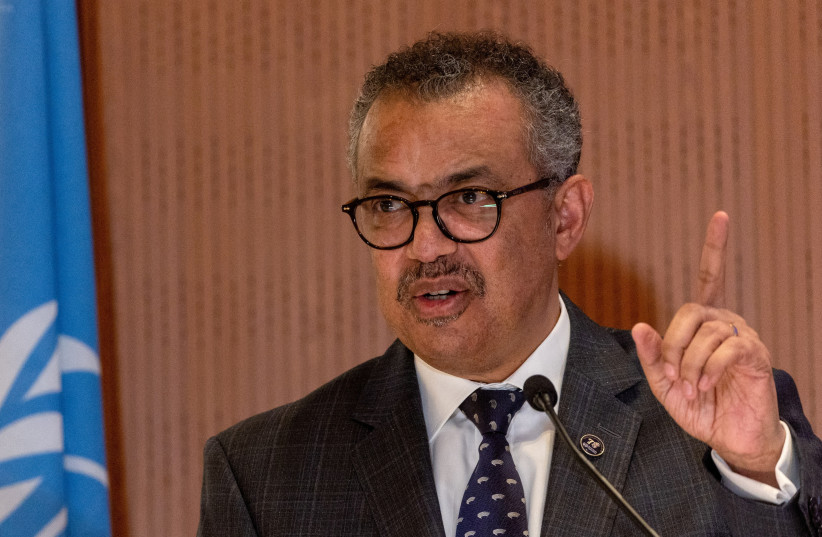 Director-General of the World Health Organisation (WHO) Dr. Tedros Adhanom Ghebreyesus attends the World Health Assembly at the United Nations in Geneva, Switzerland, May 21, 2023. (credit: REUTERS/DENIS BALIBOUSE/FILE PHOTO)