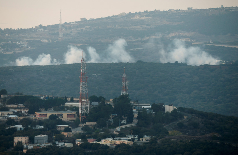  Smoke rises close to the border with Lebanon, in northern Israel, November 15, 2023 (credit: REUTERS/EVELYN HOCKSTEIN)