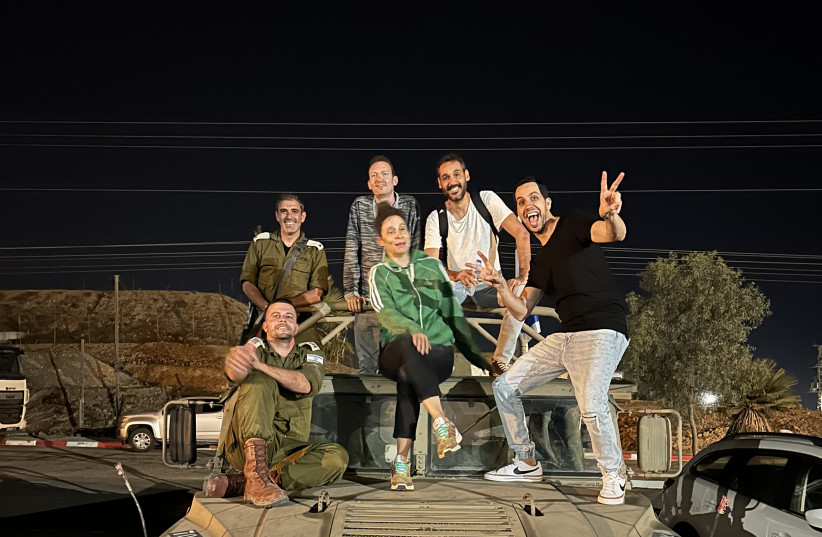  Tamir Buskila, Yossi Gavni, Meital Avni and Sagiv Fridman perform for soldiers and reservists in the South. (credit: Tamir Buskila)