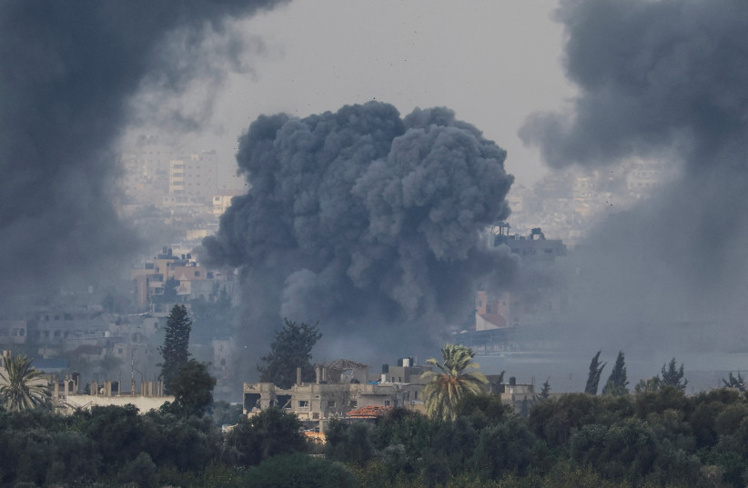  Smoke rises after IDF airstrikes in Gaza, as seen from southern Israel, amid the ongoing war between Israel and the Palestinian group Hamas, November 19, 2023. (credit: REUTERS/ALEXANDER ERMOCHENKO)
