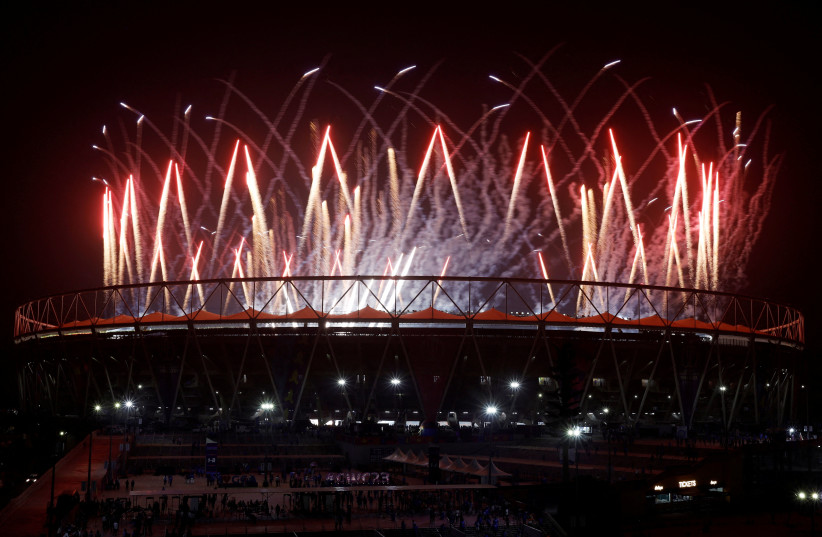 Cricket - ICC Cricket World Cup 2023 - Final - India v Australia - Narendra Modi Stadium, Ahmedabad, India - November 19, 2023 Fireworks are seen above the stadium after Australia won the the ICC Cricket World Cup