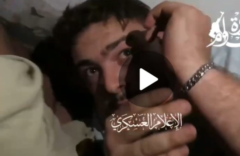  Almog Meir Jan appears in a hostage video released by Hamas on October 7th. (credit: COURTESY/ SCREENSHOT/ORIT MEIR)