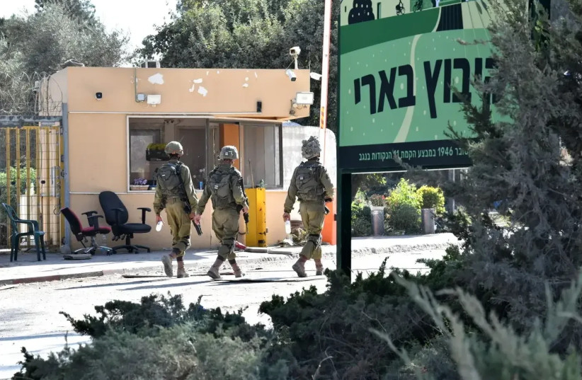  IDF Soldiers, Kibbutz Beeri October 15, 2023 (credit: REUVEN CASTRO)