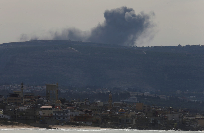  Smoke rises on the Lebanese side near the border with Israel, amid ongoing cross-border hostilities between Hezbollah and Israeli forces, as seen from Tyre, southern Lebanon November 22, 2023 (credit: REUTERS/ALAA AL-MARJANI)
