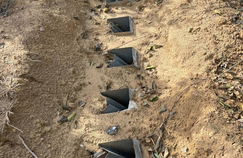  Hamas ground-based rocket launchers, found in an orchard near Jabalya refugee camp, November 23, 2023. (credit: IDF SPOKESPERSON UNIT)