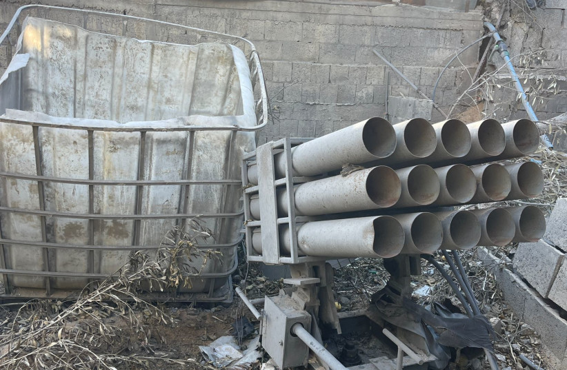  Hamas rocket launchers, found in an orchard near Jabalya refugee camp, November 23, 2023. (credit: IDF SPOKESPERSON'S UNIT)