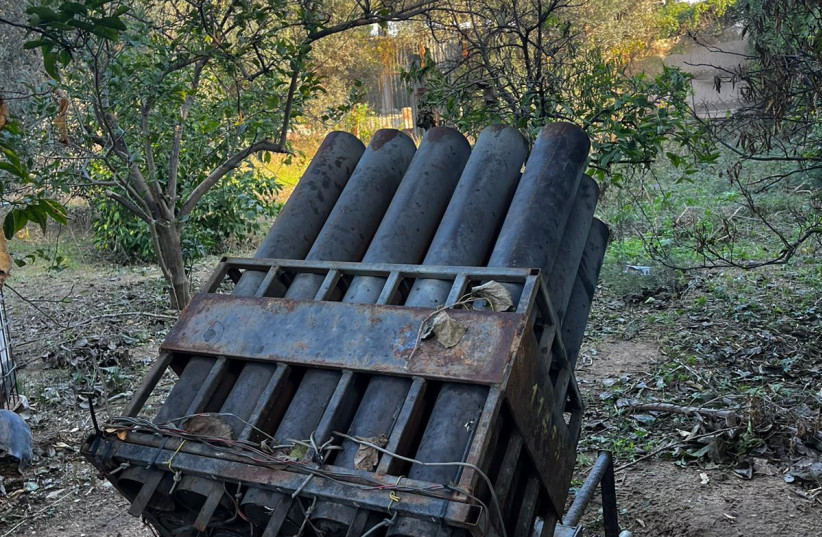   Hamas rocket launchers, found in an orchard near Jabalya refugee camp, November 23, 2023. (credit: IDF SPOKESPERSON UNIT)