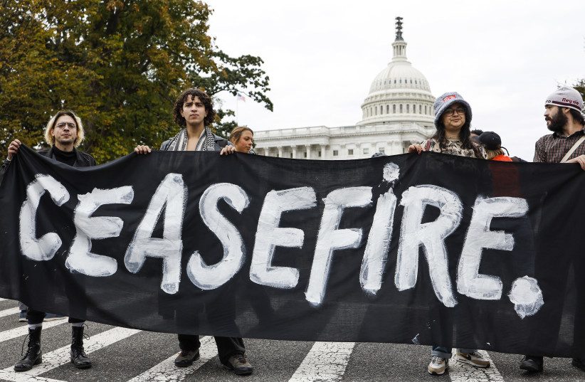  RALLYING IN Washington, Oct. 18. (credit: Anna Moneymaker/Getty Images)