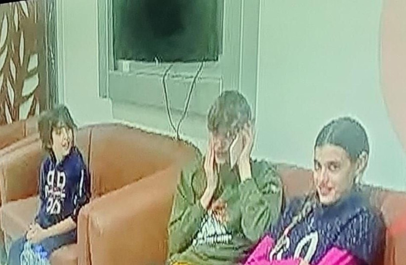 Three Israeli hostages are seen on video prior to their release and return to Israel on Saturday.