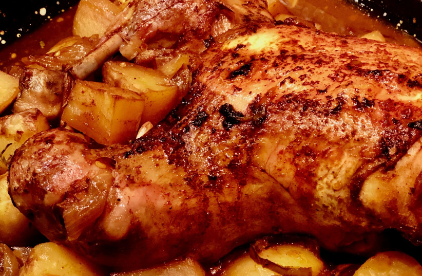  Roast chicken and potatoes (credit: PASCALE PEREZ-RUBIN)