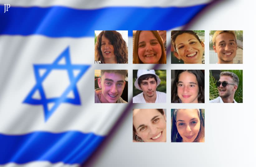  The 10 Israeli hostages released from Hamas captivity on Wednesday, November 29, 2023 (credit: The Jerusalem Post)