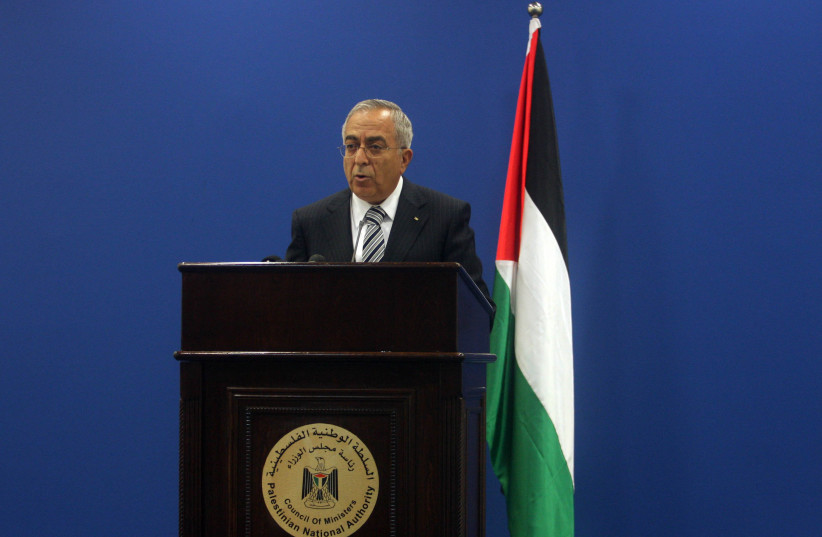  Salam Fayyad addresses the media during a news conference in the West Bank city of Ramallah September 11, 2012. (credit: Issam Rimawi/Flash90)