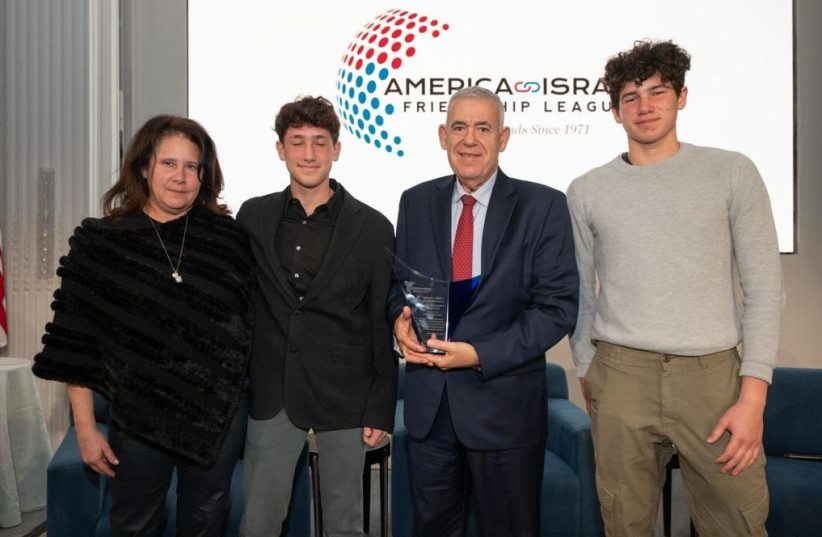  Boaz Levi, CEO and president of Israel Aerospace Industries, at the the America-Israel Friendship League's annual dinner where he was presented with the Kenneth J. Bialkin Leadership Award. (credit: ISRAEL AEROSPACE INDUSTRIES)
