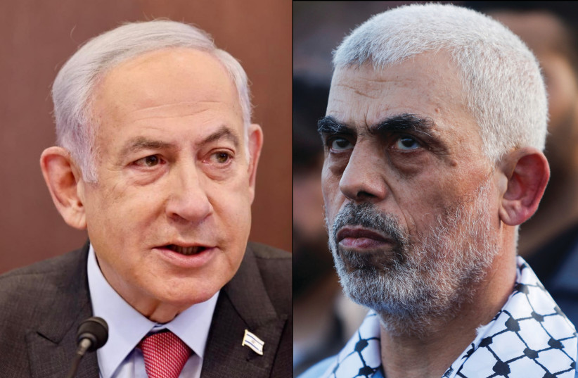  (L-R) Prime Minister Benjamin Netanyahu; Hamas leader Yahya Sinwar (credit: REUTERS)