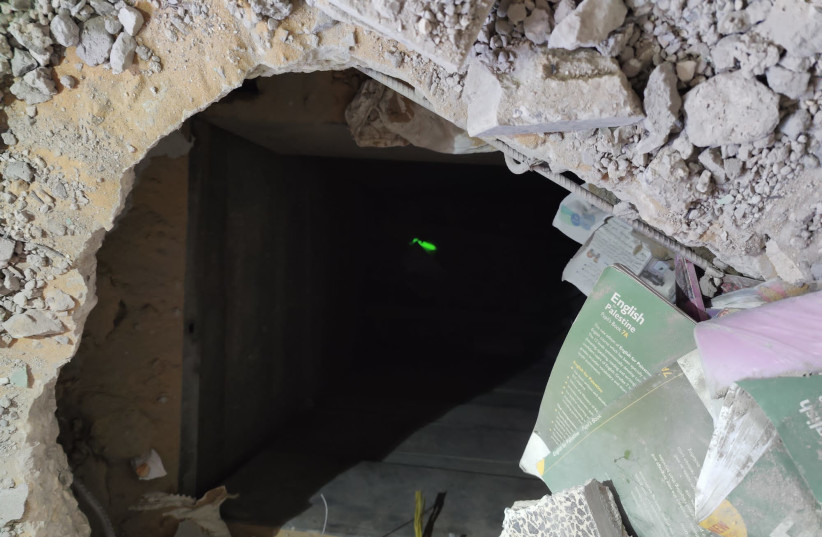 A Hamas tunnel shaft discovered in a civilian area.