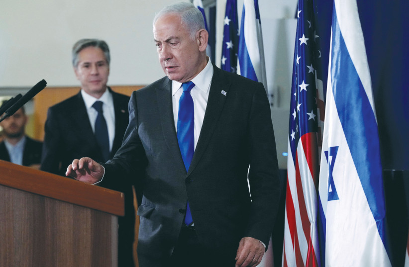  PRIME MINISTER Benjamin Netanyahu and US Secretary of State Antony Blinken in Tel Aviv, in October: Israeli officials know the diplomatic clock regarding the Gaza operation is running out, says the writer.  (credit: Jacquelyn Martin/Reuters)
