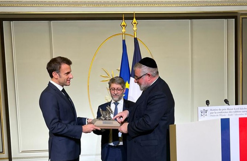  France's Macron wins an award for Jewish community involvement (credit: CONFERENCE OF EUROPEAN RABBIS)
